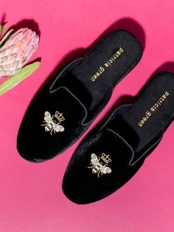 Patricia Green Flats Queen Bee Embroidered Slipper