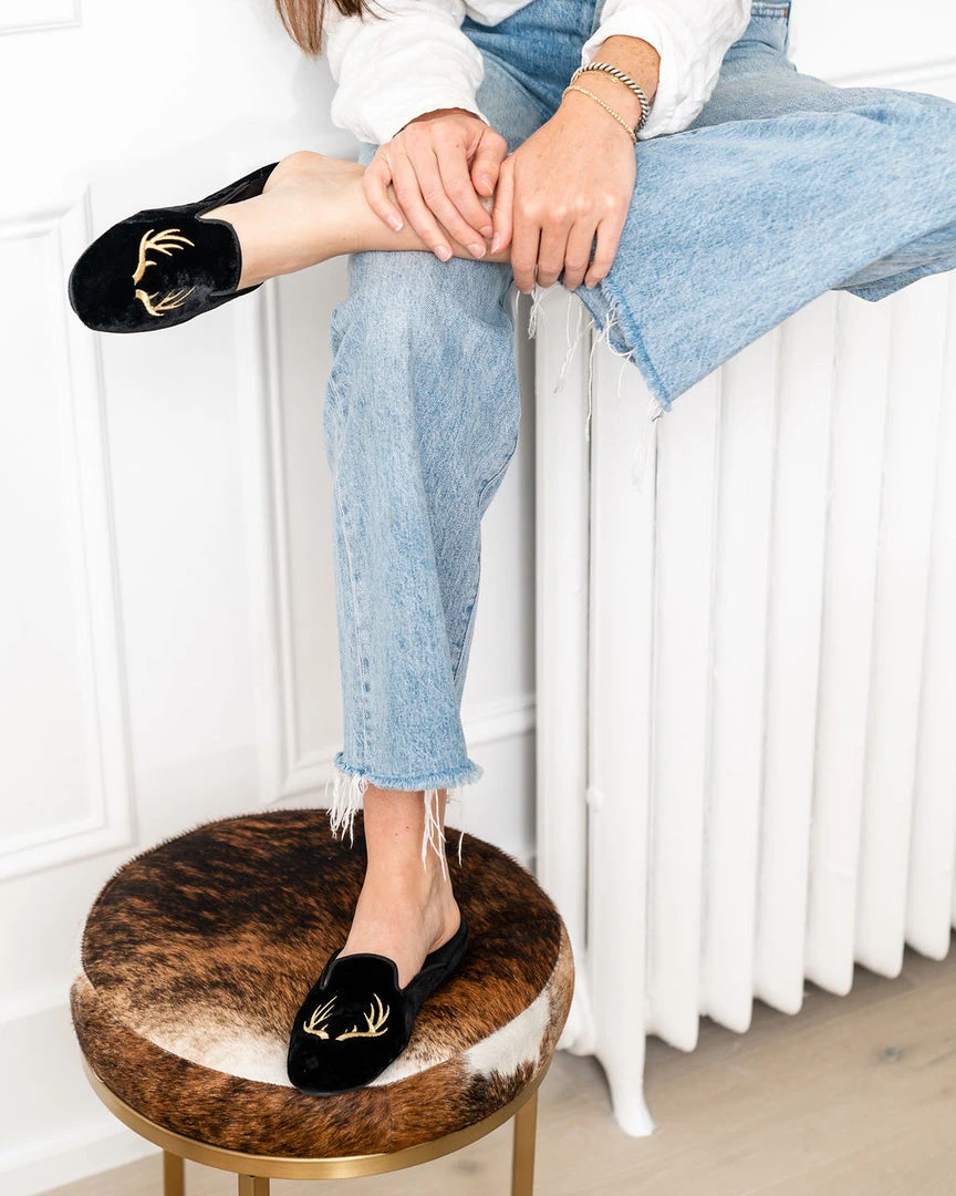 Patricia Green Antler Embroidered Slipper 5 Patricia Green Antler Embroidered Slipper