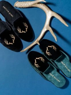 Patricia Green Antler Embroidered Slipper 11 Patricia Green Antler Embroidered Slipper