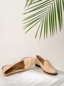 Patricia Green Natural Raffia Smoking Flat