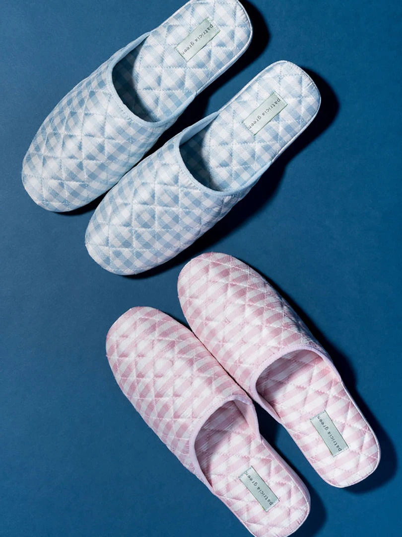 Patricia Green Sari Silk Check Slipper Flats 5 Patricia Green Sari Silk Check Slipper Flats